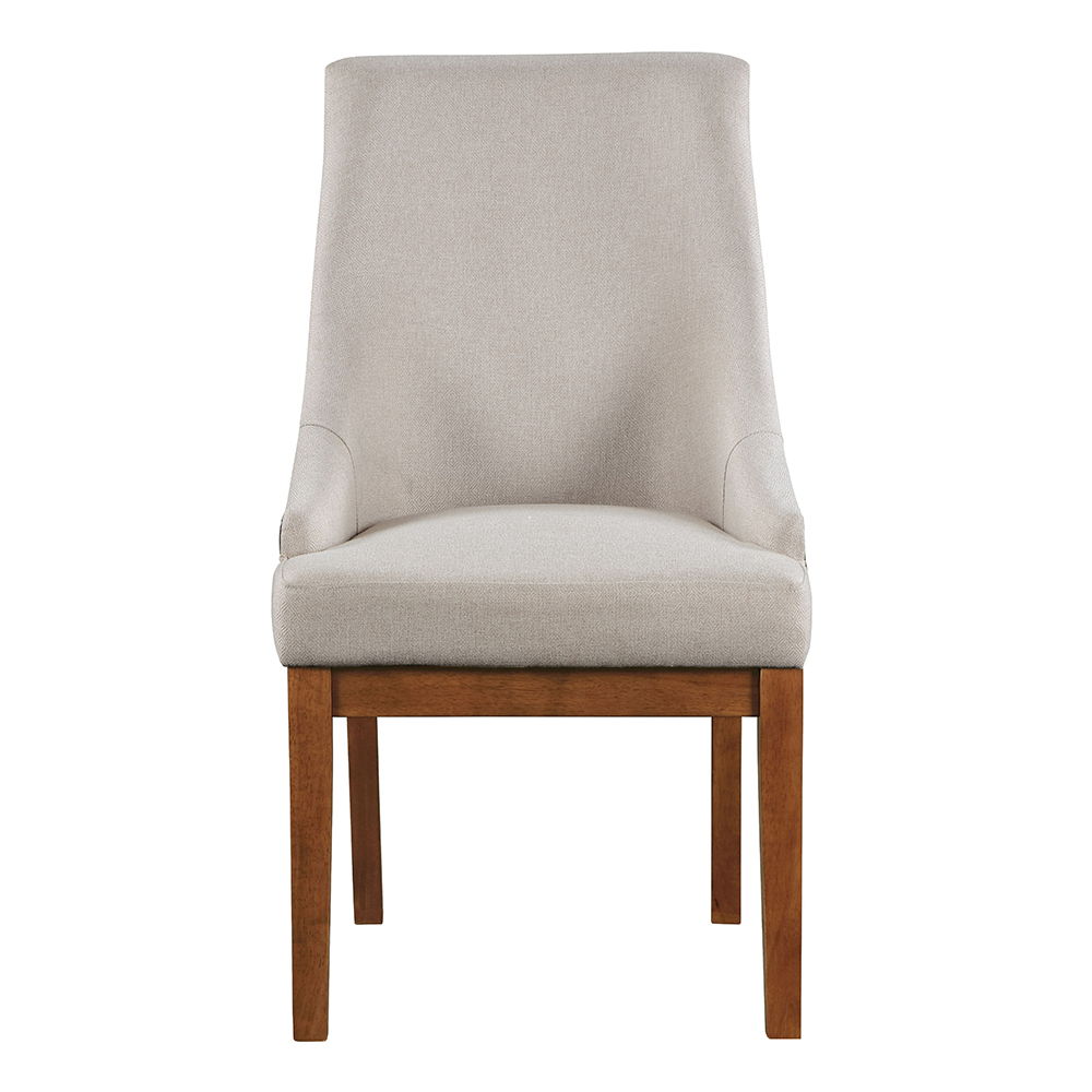 Gilsea - Chaise d'appoint en tissu et cuir synthétique (lot de 2) - Finition beige et marron