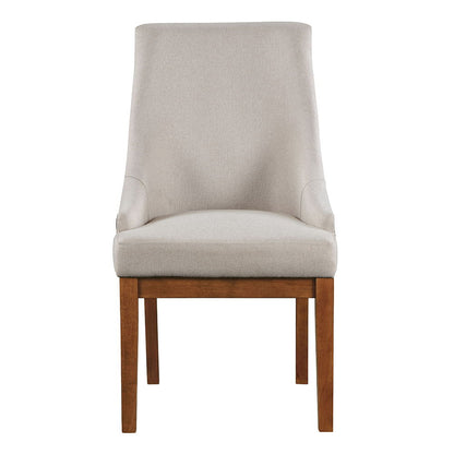Gilsea - Chaise d'appoint en tissu et cuir synthétique (lot de 2) - Finition beige et marron