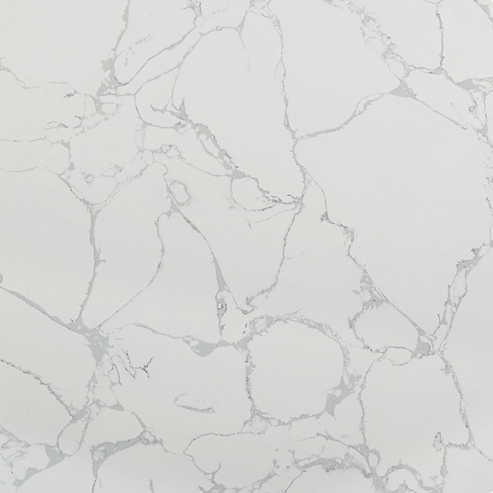 Koen - Table à manger ronde, plateau en marbre technique - Blanc et noir