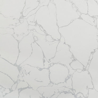 Koen - Table à manger ronde, plateau en marbre technique - Blanc et noir