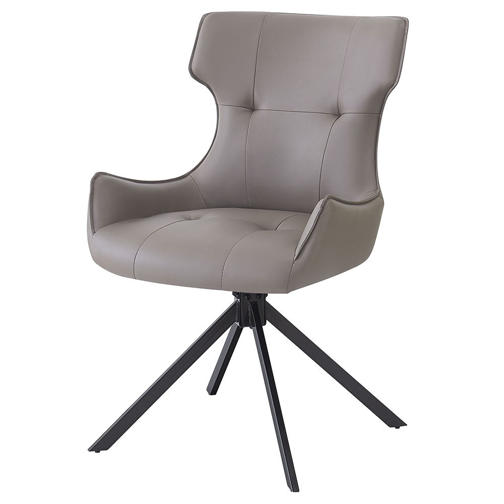 Damita - Chaise d'appoint pivotante en cuir synthétique camel (lot de 2) - Finition grise et noire