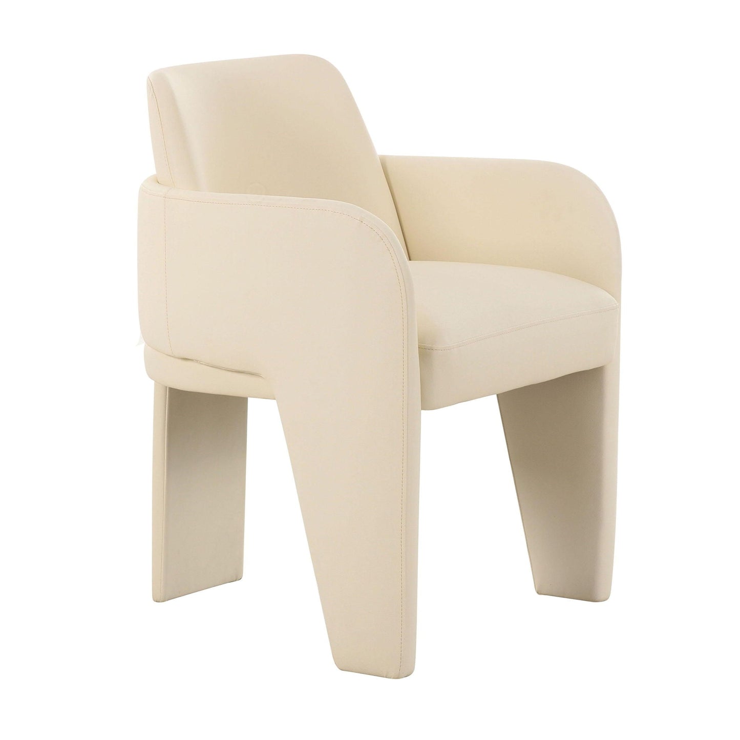 Leo - Chaise de salle à manger en cuir vegan - Crème
