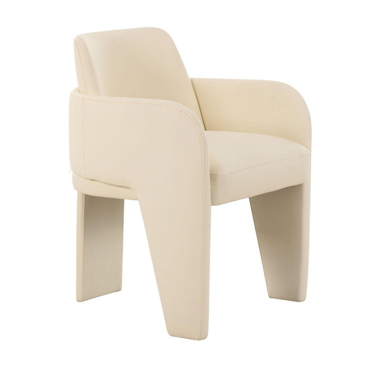 Leo - Chaise de salle à manger en cuir vegan - Crème