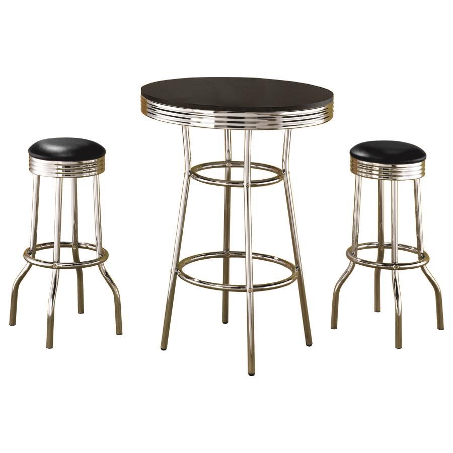 Ensemble de 3 tables de bar rondes style bistrot/pub rétro des années 1950