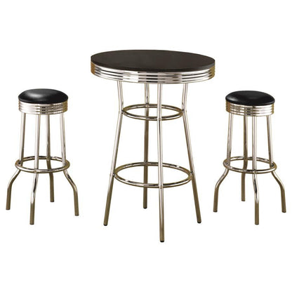 Ensemble de 3 tables de bar rondes style bistrot/pub rétro des années 1950