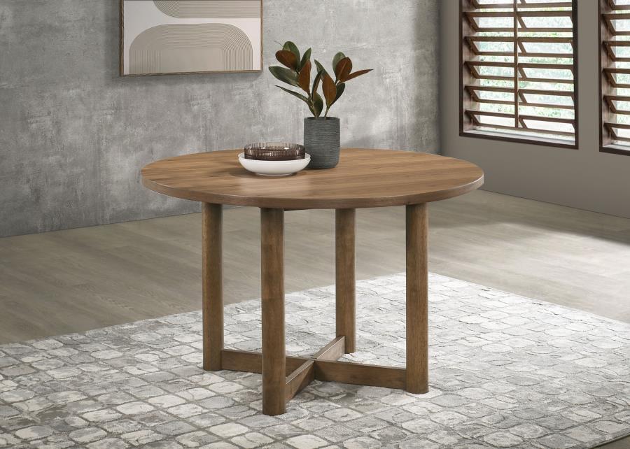 Crestmore - Table à manger ronde en bois - Noyer