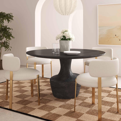 Gevra - Table à manger en acacia et faux plâtre - Noir