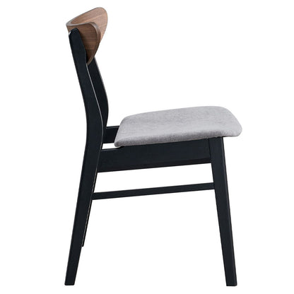 Rebi - Chaise d'appoint (lot de 2) - Lin gris, noyer et noir