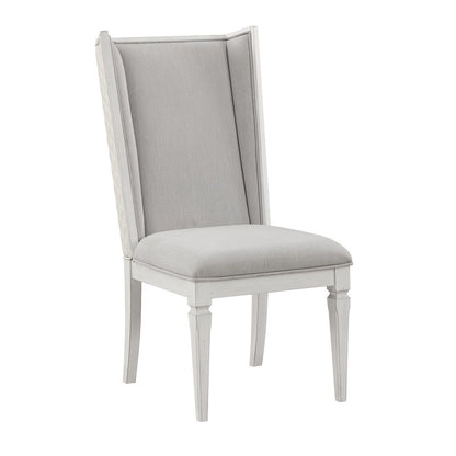 Katia - Chaise d'hôtesse (lot de 2) - Lin gris clair et blanc patiné