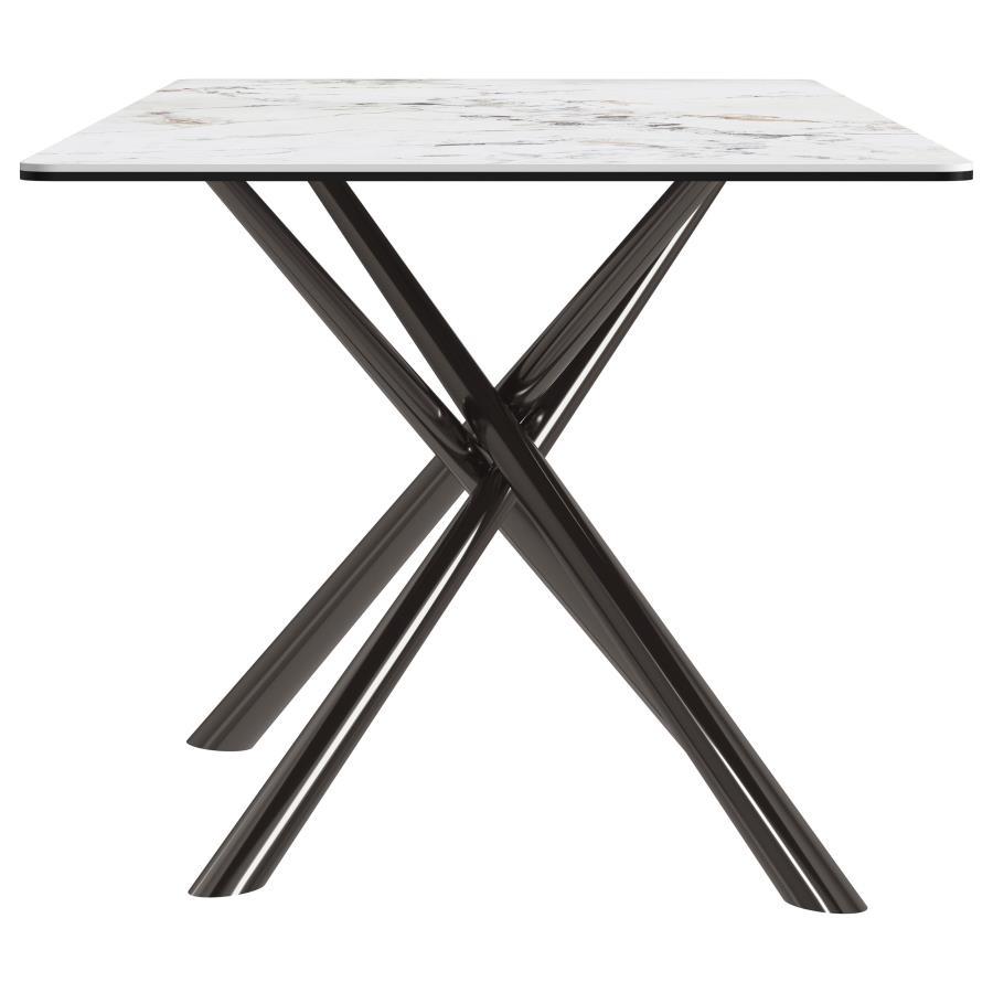 Carvell - Table à manger rectangulaire en pierre frittée - Mirage White