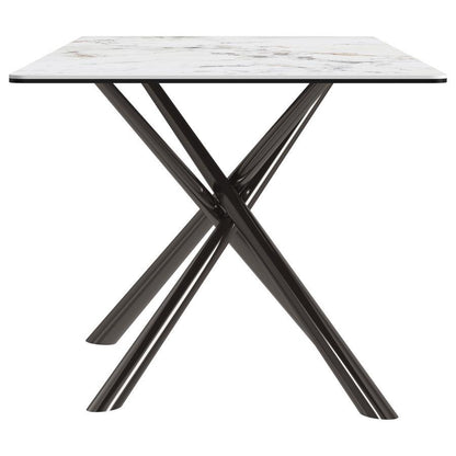Carvell - Table à manger rectangulaire en pierre frittée - Mirage White